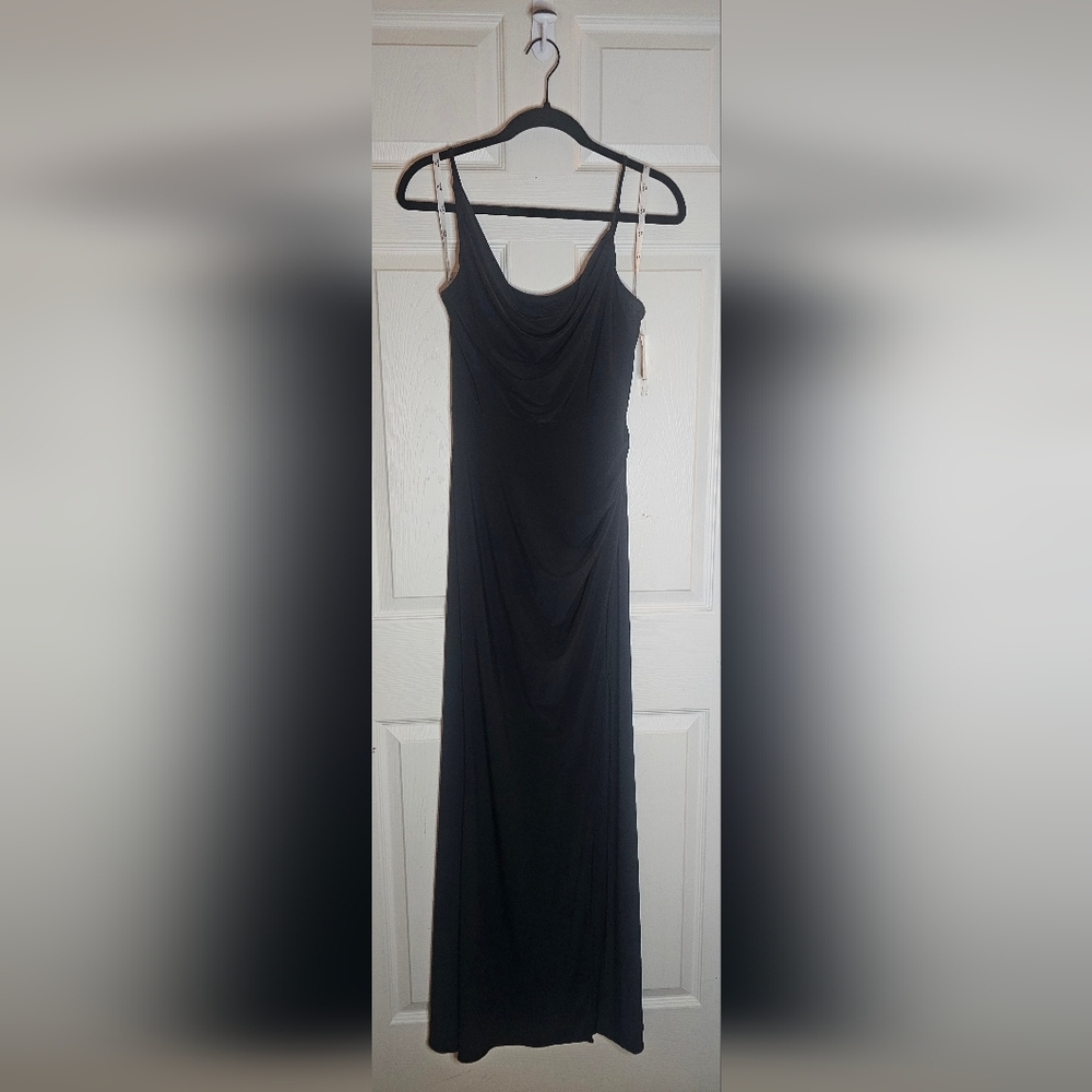 NWT DB Studio Black Cowl Neck Jersey Sheath Gown David’s Bridal Size 8